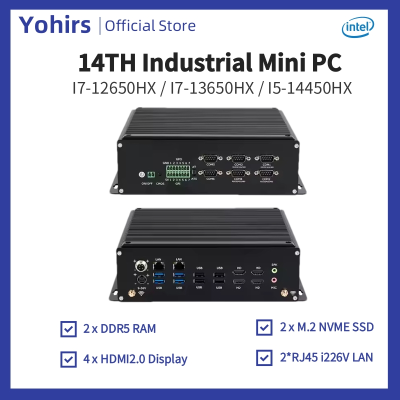 Fanless Industrial Pc Rs485 Core I7 - 第14世代産業用ミニPC i5-14450HX i7-13650HX 12650HX DDR5 4HD2.0