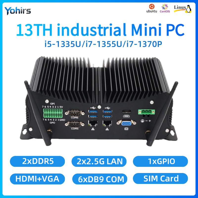 Fanless Industrial Pc Rs485 Core I7 - 第13世代ファンレスミニ産業用PC Intel Core i5 1335U i7