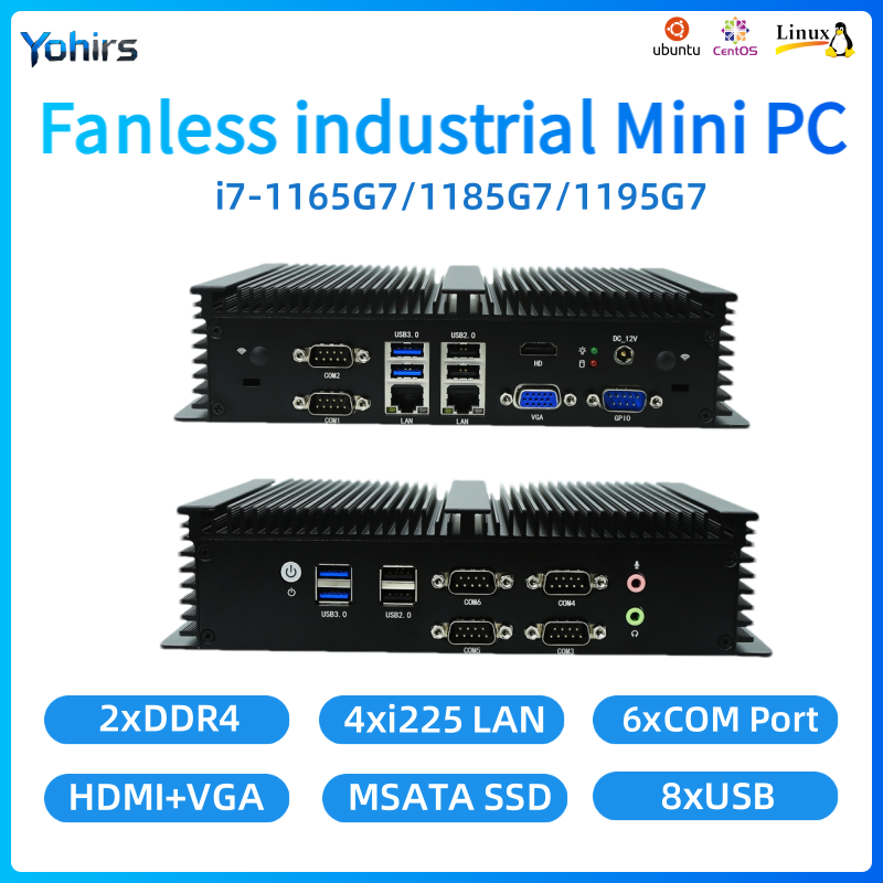 Fanless Industrial Pc Rs485 Core I7 - ファンレス組込みPC Intel Core i7-1165G7 1185G7 ミニPC