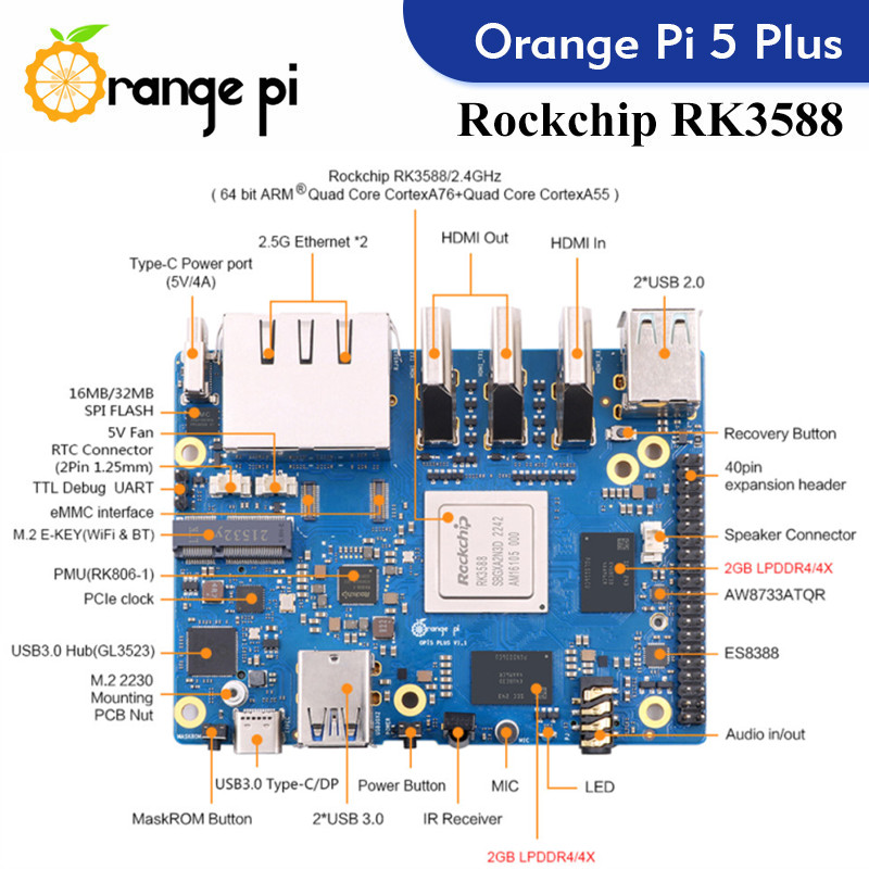 Orange Pi 5 plusシングルボードコンピューター - Orange Pi 5 Plus 16Gb のレビューと価格