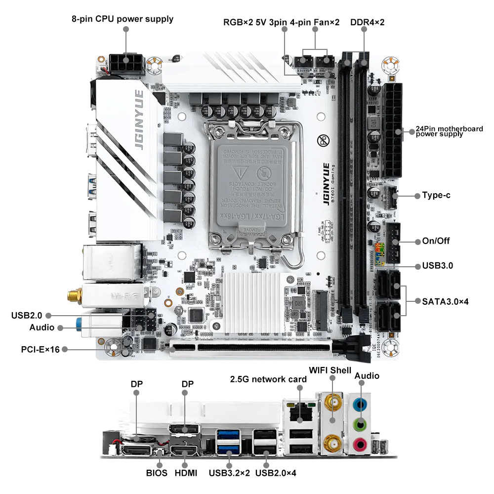 JGINYUE B760 マザーボード LGA 1700 サ - Lga1700 Itx Motherboard Ddr5 のレビューと価格