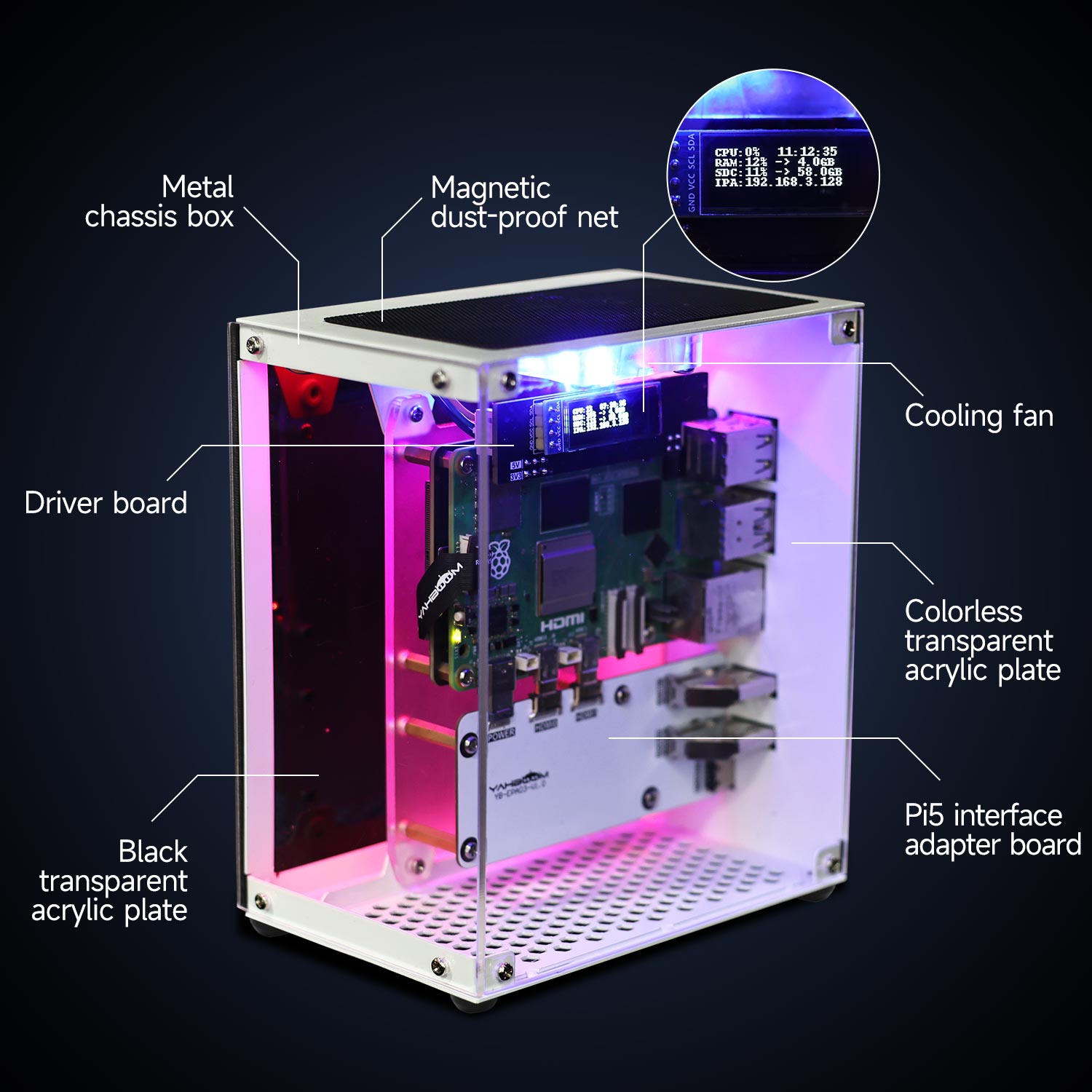 Raspberry Pi 5ケース保護キット,冷却ファン付き - Raspberry Pi 5 8Gb Board のレビューと価格